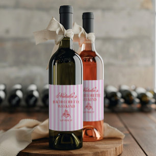 Étiquette Pour Bouteilles De Vin Week-end de fête de Bachelorette à rayures roses r