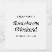 Étiquette Pour Bouteilles De Vin Week-end de fille Minimal Retro Noir et Blanc (Étiquettes simples)