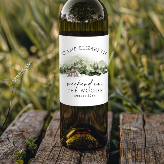 Étiquette Pour Bouteilles De Vin Week-end en Bois Camping Bachelorette