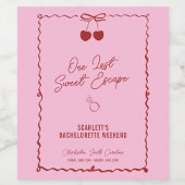 Étiquette Pour Bouteilles De Vin Week-end EVJF Cerise et Rose