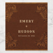 Étiquette Pour Bouteilles De Vin Western Tooled Rustic Terracotta Copper Wedding (Étiquettes simples)