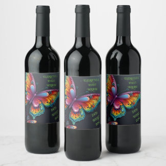 Étiquette Pour Bouteilles De Vin Whimsical Butterfly Romance Faire-part de mariage