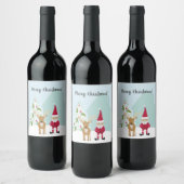 Étiquette Pour Bouteilles De Vin Whimsical Elf et Reindeer Christmas (Bouteilles)