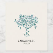 Étiquette Pour Bouteilles De Vin Whimsical flowers wedding hand drawn (Étiquettes simples)