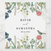 Étiquette Pour Bouteilles De Vin Whimsical Secret Garden Fleurs sauvages (Étiquettes simples)