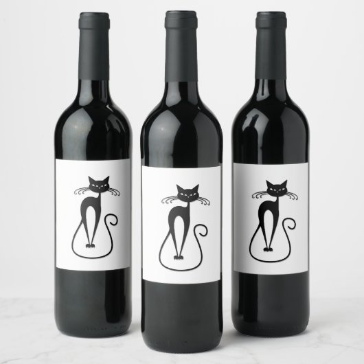 Étiquette Pour Bouteilles De Vin Whimsical Skinny Chat noir (Bouteilles)