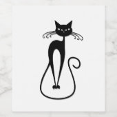 Étiquette Pour Bouteilles De Vin Whimsical Skinny Chat noir (Étiquettes simples)