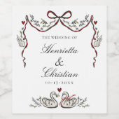 Étiquette Pour Bouteilles De Vin Whimsical Swans Wedding Wine Label (Étiquettes simples)