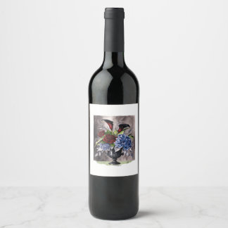 Étiquette Pour Bouteilles De Vin Whimsigothique – Vasque Florale Gothique Esthétiqu