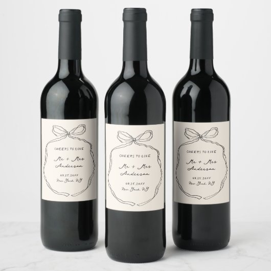 Étiquette Pour Bouteilles De Vin Whimsky Quirky manuscrit Mariage Bow (Bouteilles)