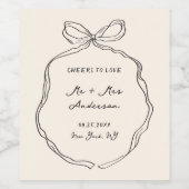Étiquette Pour Bouteilles De Vin Whimsky Quirky manuscrit Mariage Bow (Étiquettes simples)