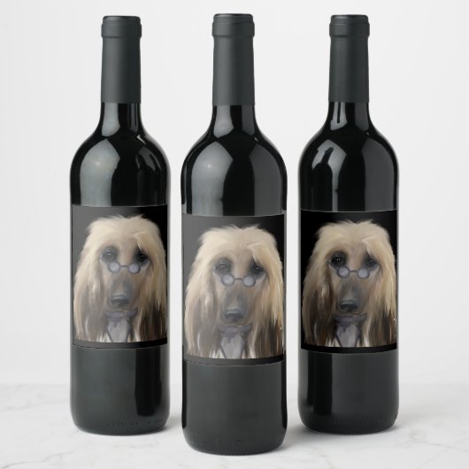 Étiquette Pour Bouteilles De Vin White Afghan Hound (Bouteilles)