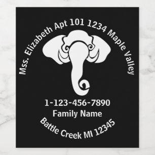 Étiquette Pour Bouteilles De Vin White Elephant Family Home Adresse Républicaine