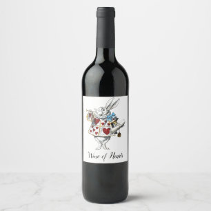 Étiquette Pour Bouteilles De Vin White Rabbit Alice Wonderland Hearts