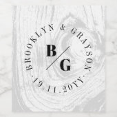 Étiquette Pour Bouteilles De Vin White Rustic Woodgrain Texture Chic Mariage d'hive (Étiquettes simples)