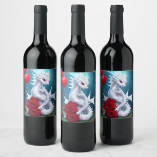 Étiquette Pour Bouteilles De Vin White Valentine Love Dragon