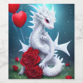 Étiquette Pour Bouteilles De Vin White Valentine Love Dragon (Étiquettes simples)