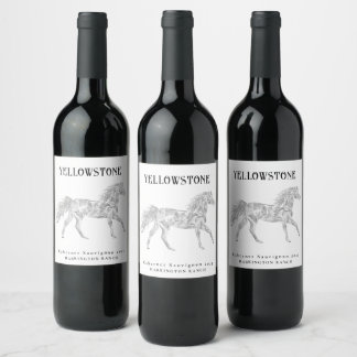 Étiquette Pour Bouteilles De Vin Wild Horse Western Design Vin personnalisé Étiquet