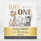 Étiquette Pour Bouteilles De Vin Wild One Safari 1er anniversaire (Étiquettes simples)