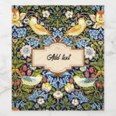 Étiquette Pour Bouteilles De Vin William Morris, MODÈLE de Strawberry Thief, (Étiquettes simples)