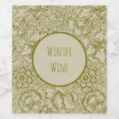Étiquette Pour Bouteilles De Vin William Morris Poppy Classic Floral Green (Étiquettes simples)