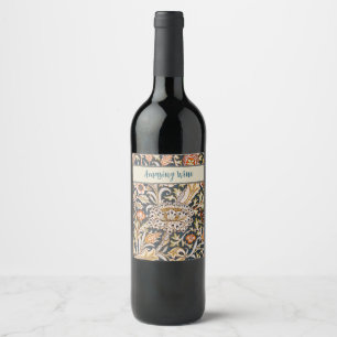 Étiquette Pour Bouteilles De Vin William Morris Vintage Trent Motif Floral Bleu