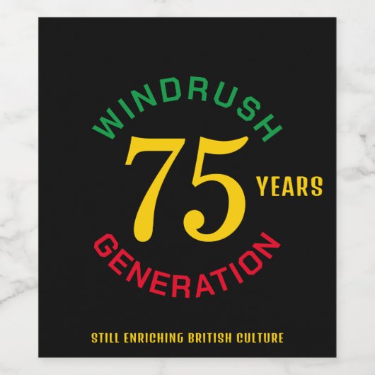 Étiquette Pour Bouteilles De Vin Windrush 75e anniversaire (Étiquettes simples)