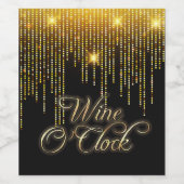 Étiquette Pour Bouteilles De Vin Wine O'Clock Gold Glitz (Étiquettes simples)