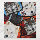 ÉTIQUETTE POUR BOUTEILLES DE VIN WOLF ART (Étiquettes simples)