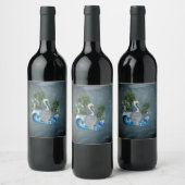 Étiquette Pour Bouteilles De Vin Wonderful pelican with wave and palm trees (Bouteilles)