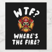 Étiquette Pour Bouteilles De Vin WTF Où est le pompier ? (Étiquettes simples)