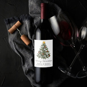 Étiquette Pour Bouteilles De Vin XMAS déplaisant   Un Arbre De Noël Très Gothique