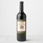 Étiquette Pour Bouteilles De Vin Xmas Sleigh Red Green Ribbon Snowflake Texte perso (Devant)