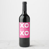 Étiquette Pour Bouteilles De Vin XOXO Rose Blanc Joyeuse Saint-Valentin Nom personn (Devant)