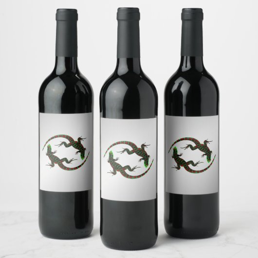 Étiquette Pour Bouteilles De Vin Yin Yang Lizards Argent (Bouteilles)