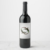Étiquette Pour Bouteilles De Vin Yin Yang Lizards Argent (Devant)