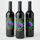 Étiquette Pour Bouteilles De Vin Yin Yang Psychedelic Rainbow Tattoo (Bouteilles)