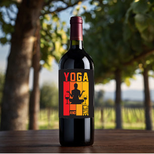 Étiquette Pour Bouteilles De Vin Yoga et vin drôle Pose du Lotus