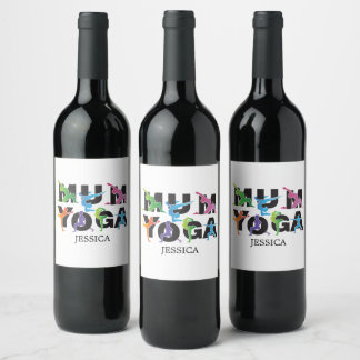 Étiquette Pour Bouteilles De Vin Yoga Maman Méditation Hobby Mère Mignonne Maman