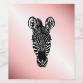 Étiquette Pour Bouteilles De Vin Zebra Head on Pink (Étiquettes simples)
