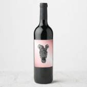 Étiquette Pour Bouteilles De Vin Zebra Head on Pink (Devant)