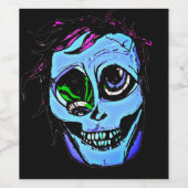 Étiquette Pour Bouteilles De Vin Zombie bleu (Étiquettes simples)