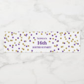 Étiquette Pour Bouteilles D'eau 16e anniversaire Purple Gold Confetti (Étiquettes simples)