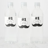 Étiquette Pour Bouteilles D'eau #1 Papa Mustache noire - Numéro Un (Bouteilles)