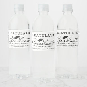 Étiquette Pour Bouteilles D'eau 2 Photo Félicitations 2026 Diplômé Noir Et Blanc