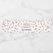 Étiquette Pour Bouteilles D'eau 40 & Fabuleux Anniversaire Rose Gold Confetti (Étiquettes simples)