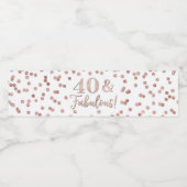 Étiquette Pour Bouteilles D'eau 40 & Fabuleux Anniversaire Rose Gold Confetti Wate (Étiquettes simples)