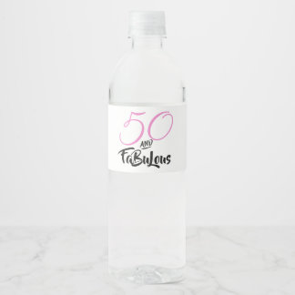Étiquette Pour Bouteilles D'eau 50 et Fabulous Pink Personnalisé fête d'anniversai