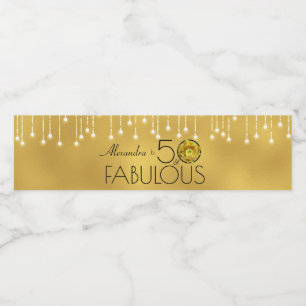 Étiquette Pour Bouteilles D'eau 50 & Fabuleux Black On Gold Yellow Cactus Flower