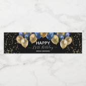 Étiquette Pour Bouteilles D'eau 75e anniversaire Ballons Bleus Or (Étiquettes simples)